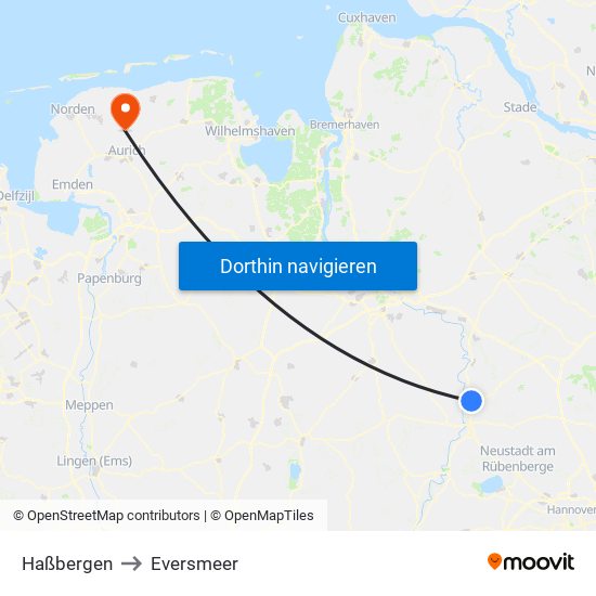 Haßbergen to Eversmeer map