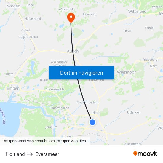 Holtland to Eversmeer map