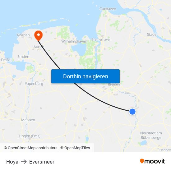 Hoya to Eversmeer map