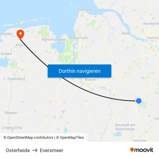 Osterheide to Eversmeer map