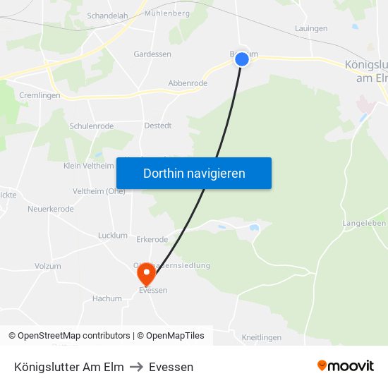 Königslutter Am Elm to Evessen map