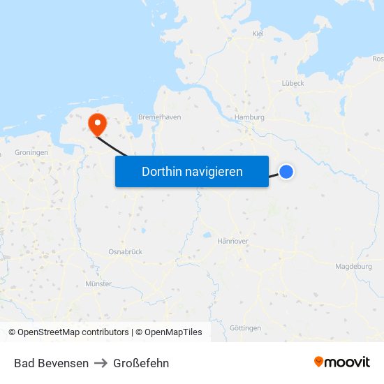 Bad Bevensen to Großefehn map