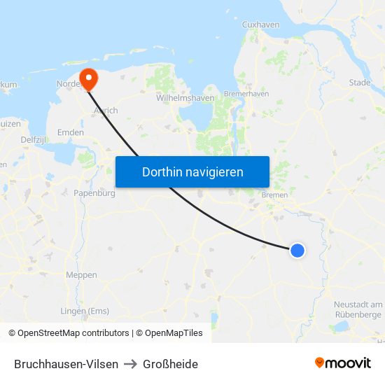 Bruchhausen-Vilsen to Großheide map