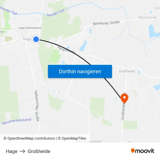 Hage to Großheide map