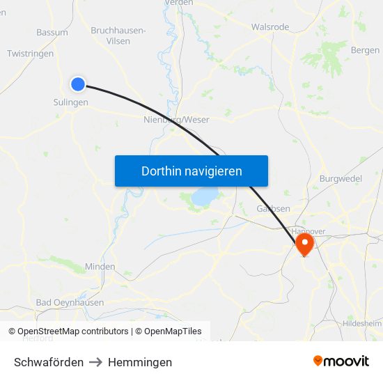 Schwaförden to Hemmingen map