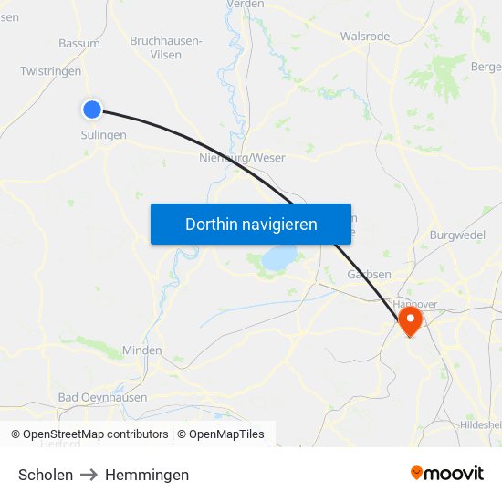 Scholen to Hemmingen map
