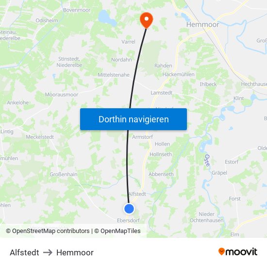 Alfstedt to Hemmoor map