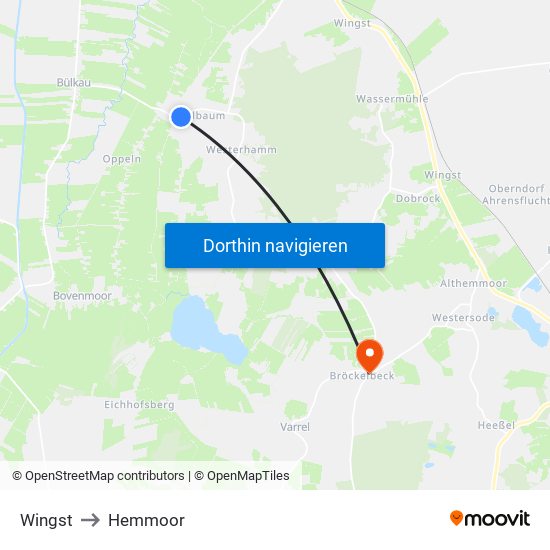 Wingst to Hemmoor map