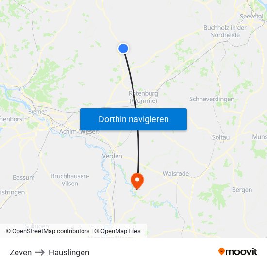 Zeven to Häuslingen map