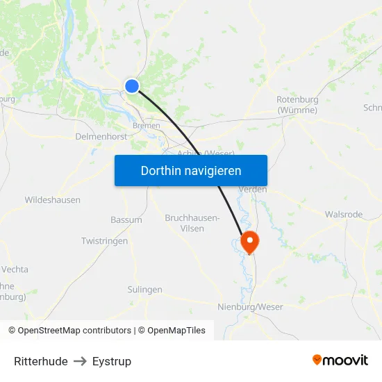 Ritterhude to Eystrup map