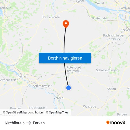 Kirchlinteln to Farven map