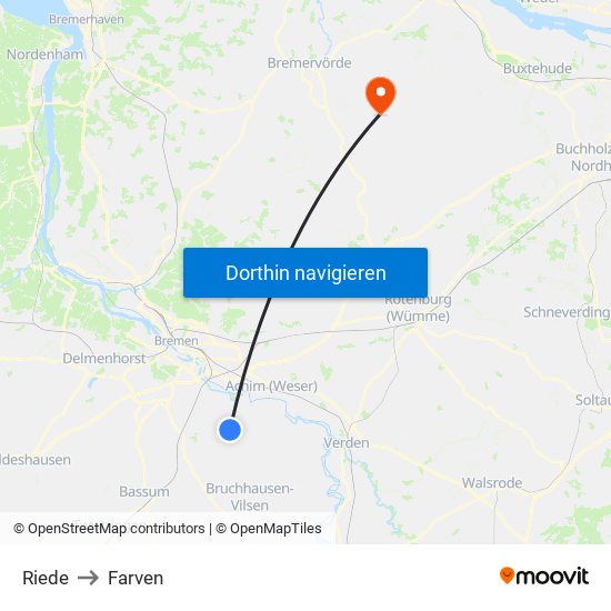 Riede to Farven map