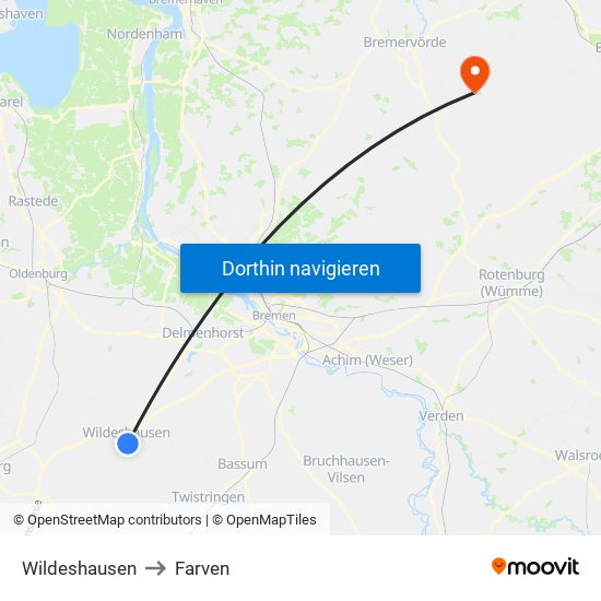Wildeshausen to Farven map