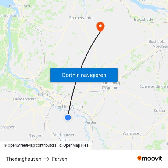 Thedinghausen to Farven map