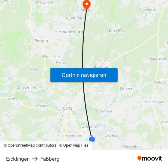 Eicklingen to Faßberg map