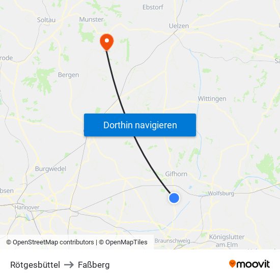 Rötgesbüttel to Faßberg map