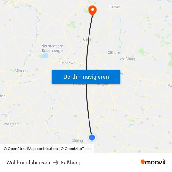 Wollbrandshausen to Faßberg map