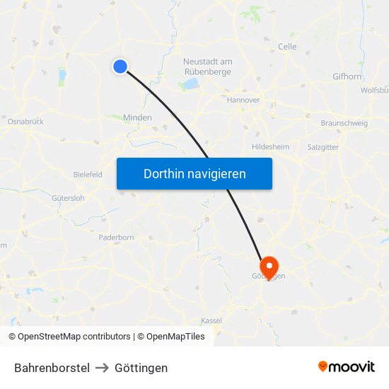 Bahrenborstel to Göttingen map