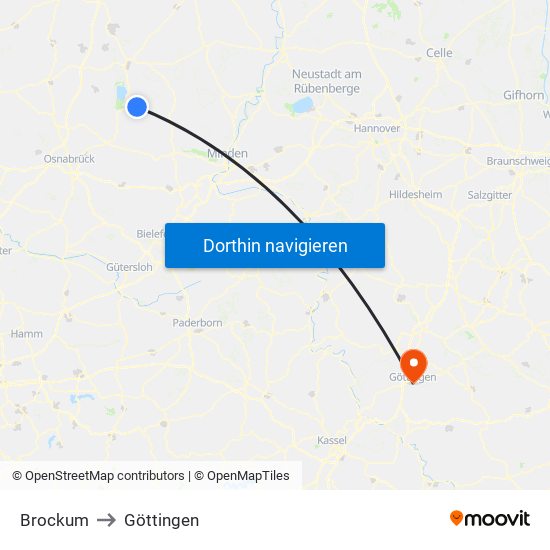 Brockum to Göttingen map