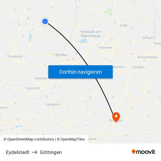 Eydelstedt to Göttingen map