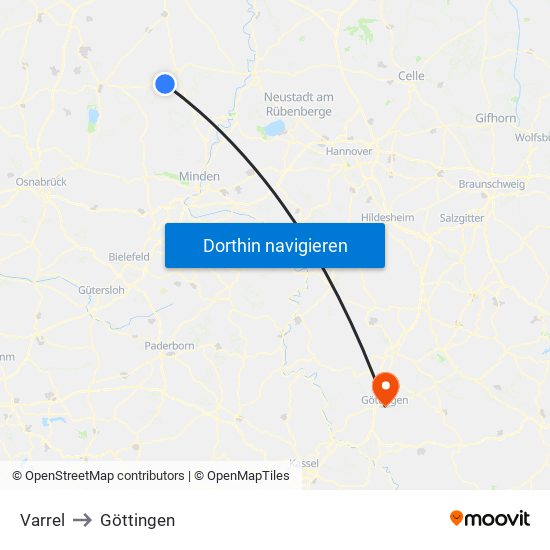 Varrel to Göttingen map