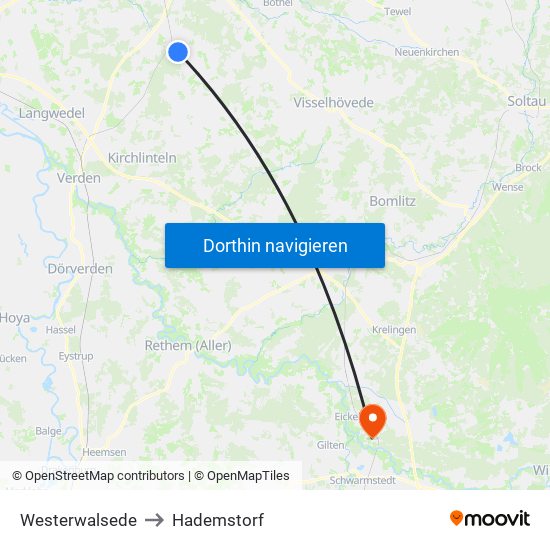 Westerwalsede to Hademstorf map