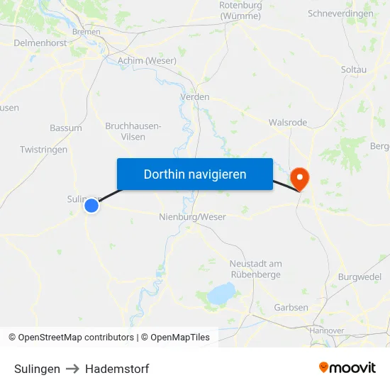 Sulingen to Hademstorf map