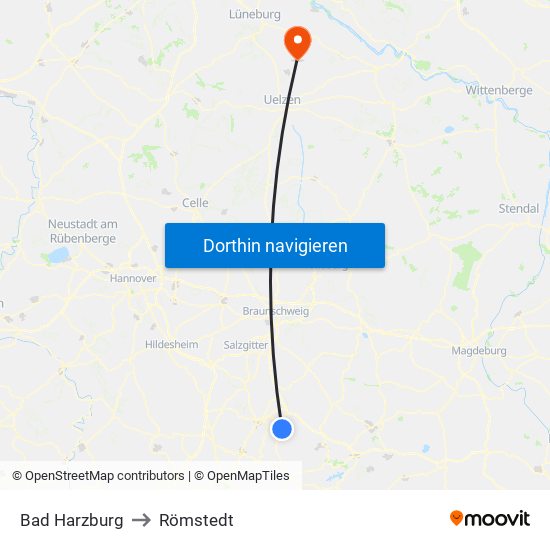 Bad Harzburg to Römstedt map
