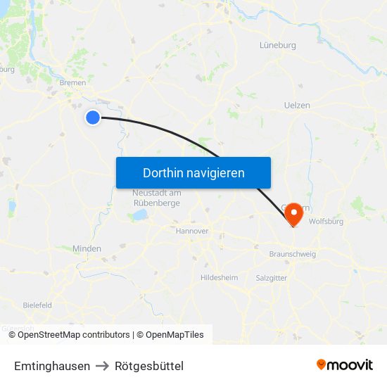 Emtinghausen to Rötgesbüttel map