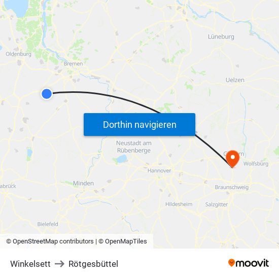 Winkelsett to Rötgesbüttel map