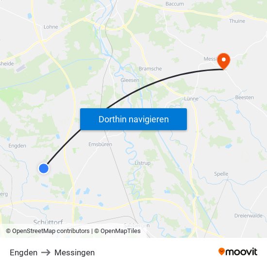 Engden to Messingen map