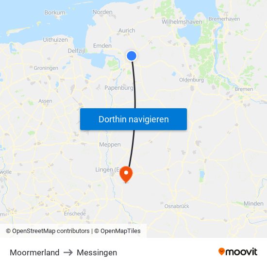 Moormerland to Messingen map