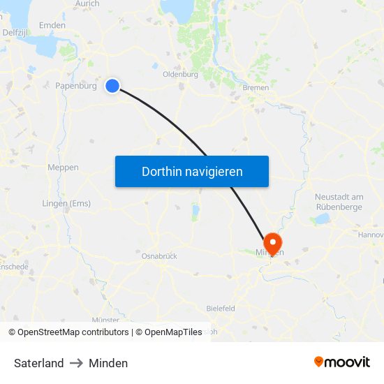 Saterland to Minden map