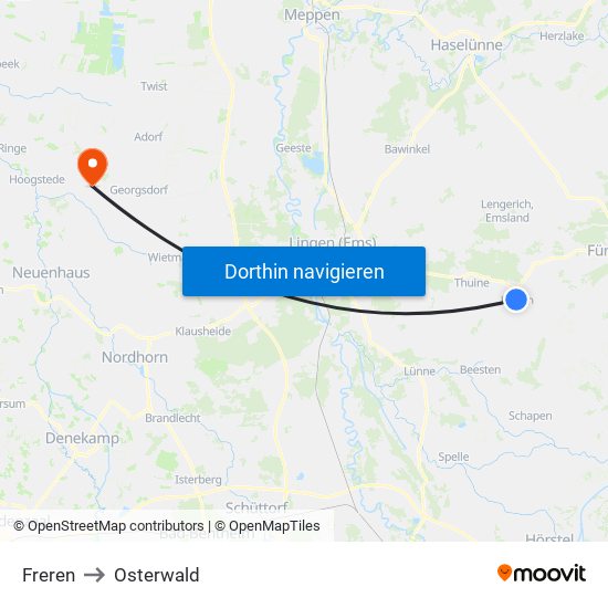 Freren to Osterwald map