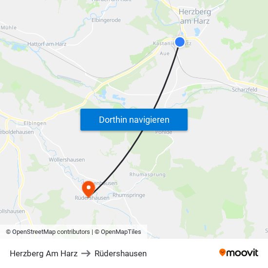 Herzberg Am Harz to Rüdershausen map