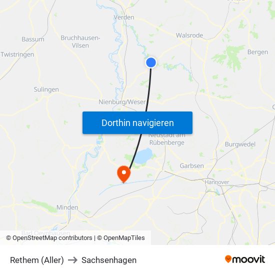 Rethem (Aller) to Sachsenhagen map