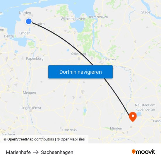 Marienhafe to Sachsenhagen map