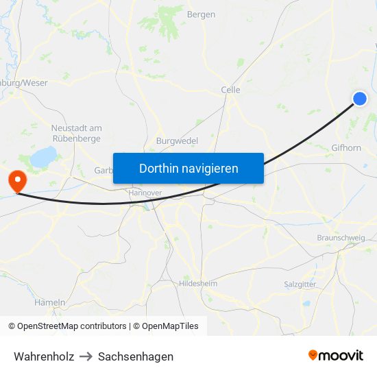 Wahrenholz to Sachsenhagen map