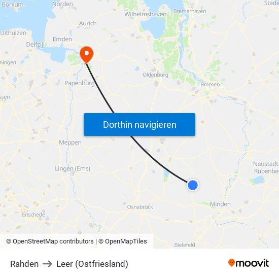 Rahden to Leer (Ostfriesland) map