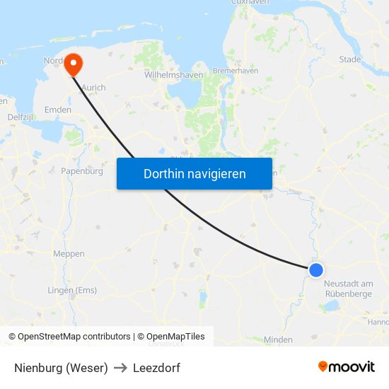 Nienburg (Weser) to Leezdorf map