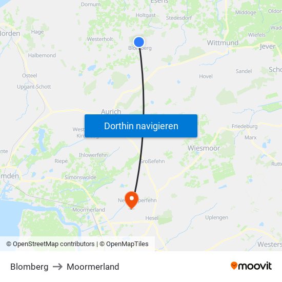 Blomberg to Moormerland map