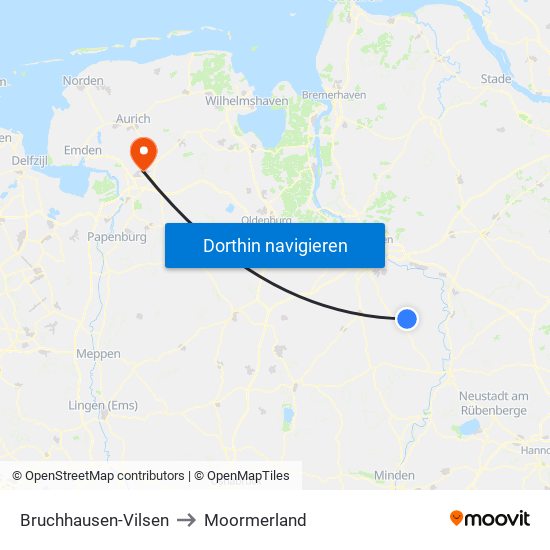 Bruchhausen-Vilsen to Moormerland map