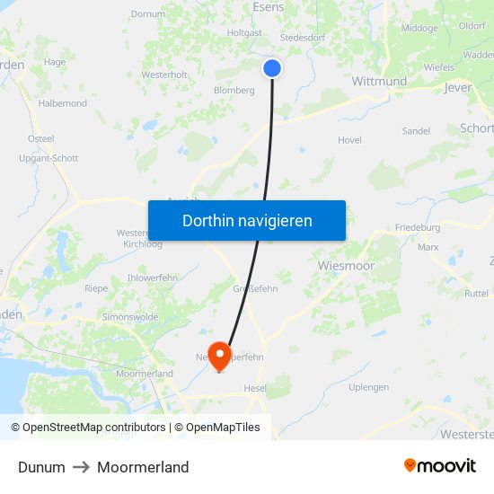 Dunum to Moormerland map