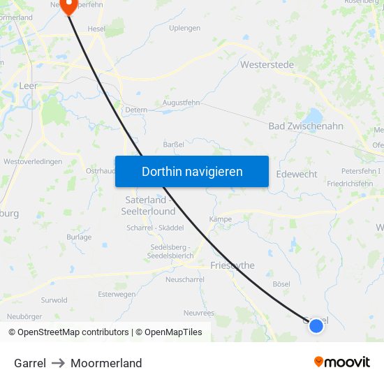 Garrel to Moormerland map