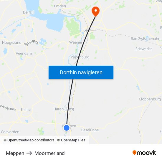 Meppen to Moormerland map