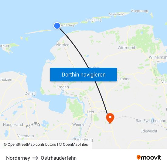 Norderney to Ostrhauderfehn map