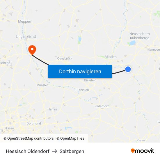 Hessisch Oldendorf to Salzbergen map