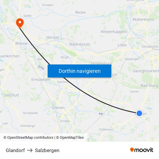 Glandorf to Salzbergen map