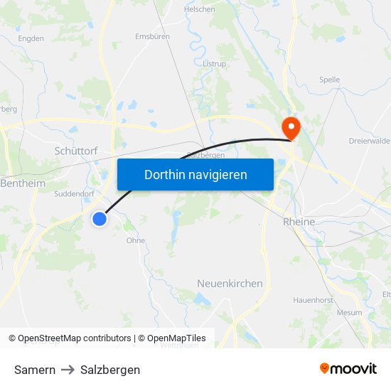 Samern to Salzbergen map