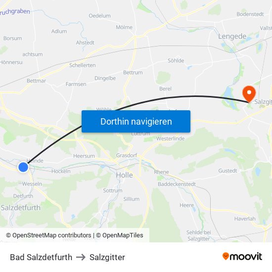 Bad Salzdetfurth to Salzgitter map